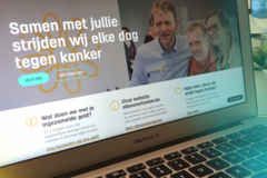 A screenshot of the Kom op tegen Kanker website.