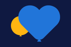 illustration of 2 balloons, one heart shaped
