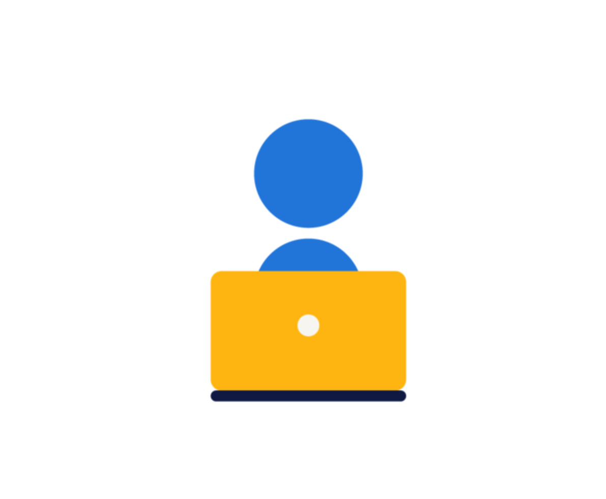 Illustration of a person behind a laptop