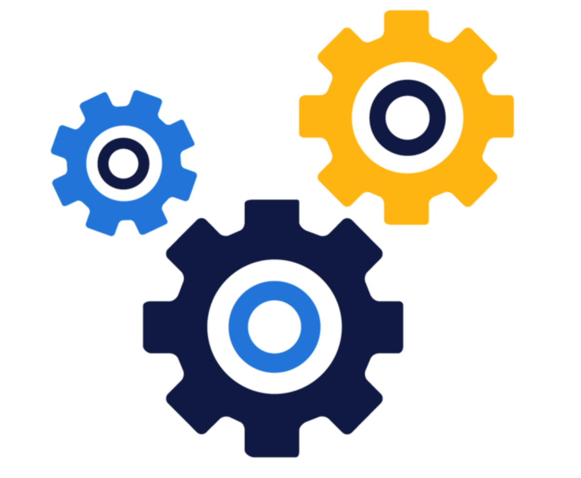 Illustration of 3 gears of different sizes